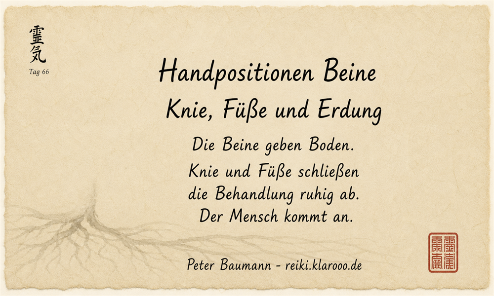 Tageskarte: Handpositionen Beine